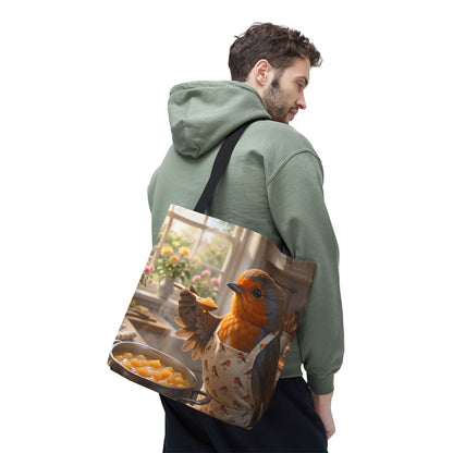 Premium Tragetasche Rosi Rotkehlchen kocht Apfelmus (40 x 40 cm)