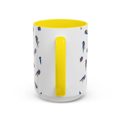 Bluebird All-Over Pattern Accent Mug | Colorful Bird Lover Gift for Birdwatchers