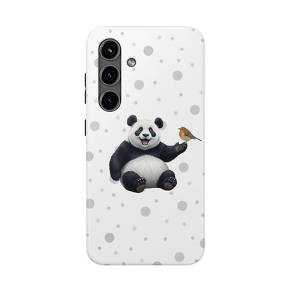 Cute Panda Bear with European Robin Animal iPhone Case - Dual-Layer PC/TPU Protective Cover for iPhone