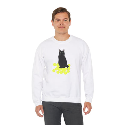 Black Cat with Tennis Balls Cat Lover Sweatshirt