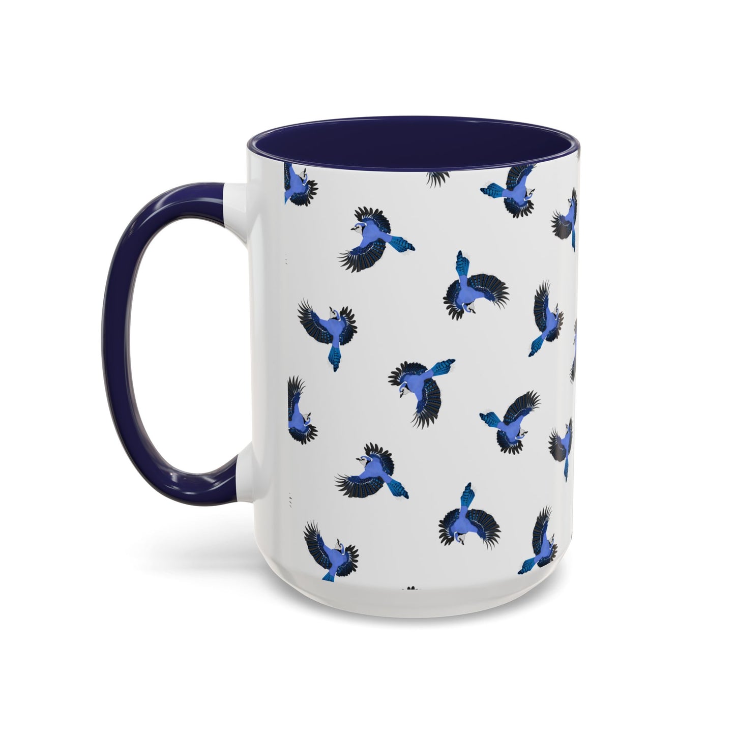 Blue Jay All-Over Pattern Accent Mug | Colorful Bird Lover Gift for Birdwatchers
