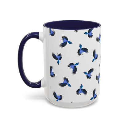 Blue Jay All-Over Pattern Accent Mug | Colorful Bird Lover Gift for Birdwatchers