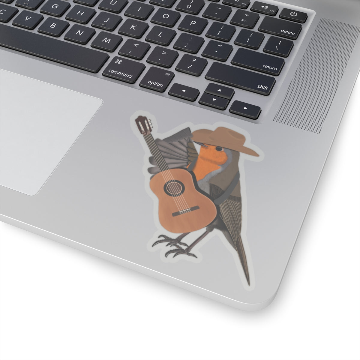 Robin with Cowboy Hat and Guitar Country Music Bird Kiss-Cut Sticker