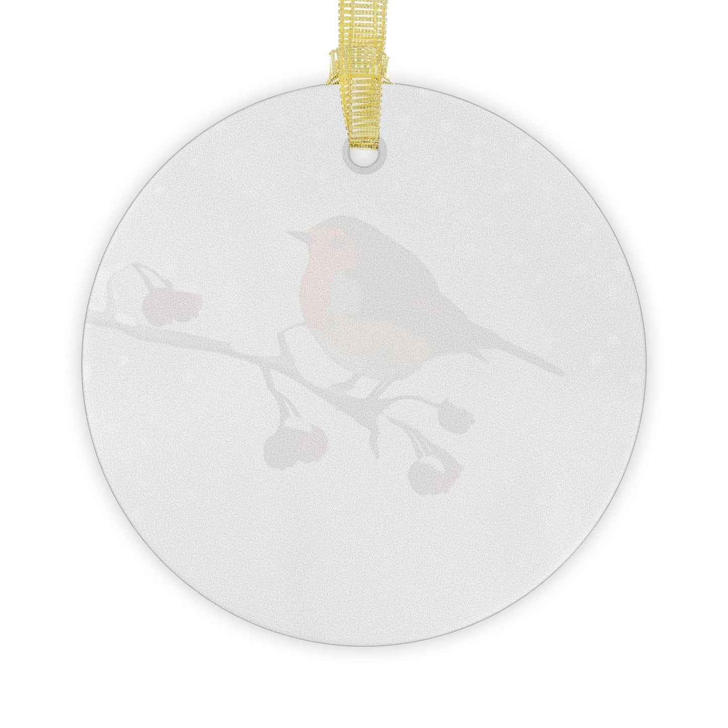 European Robin Snow Bird Christmas Glass Ornament White