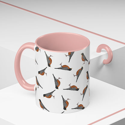 American Robin All-Over Pattern Accent Mug | Colorful Bird Lover Gift for Birdwatchers