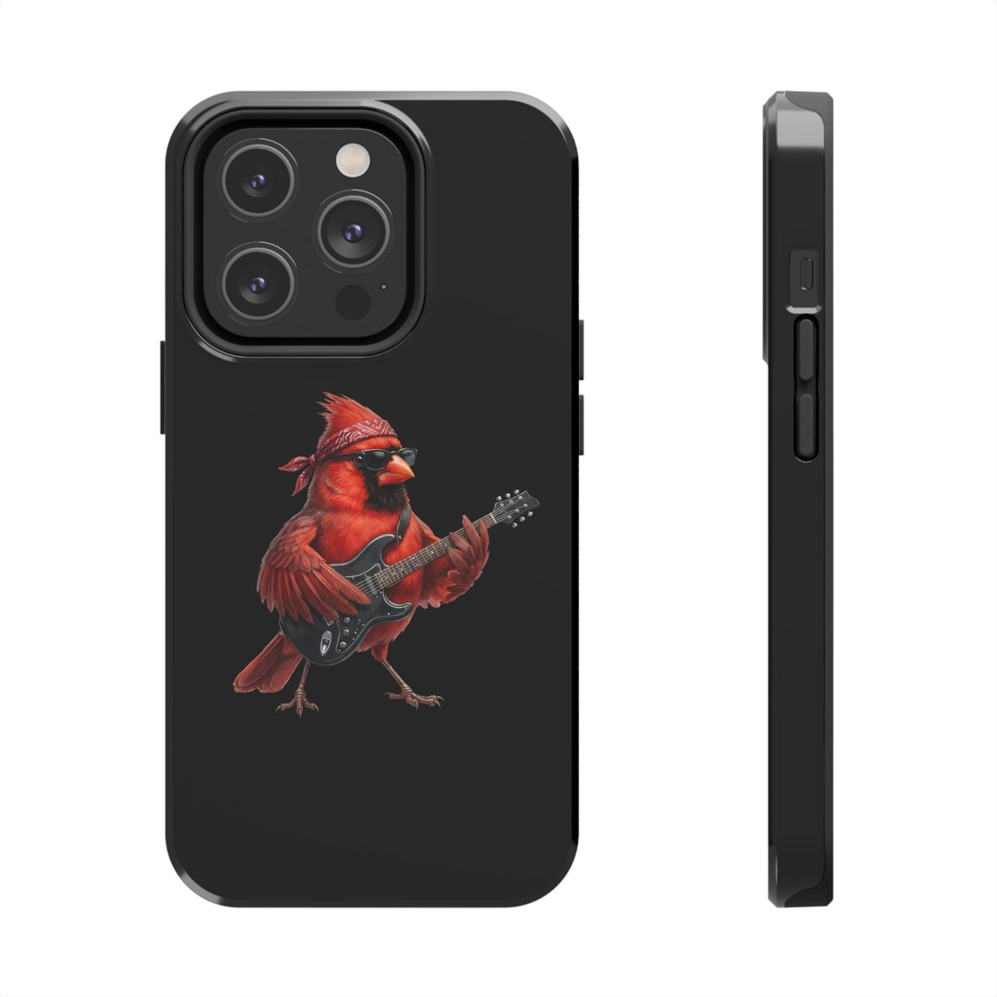 Cardinal with Guitar iPhone Case – Premium Tough Phone Cover Black