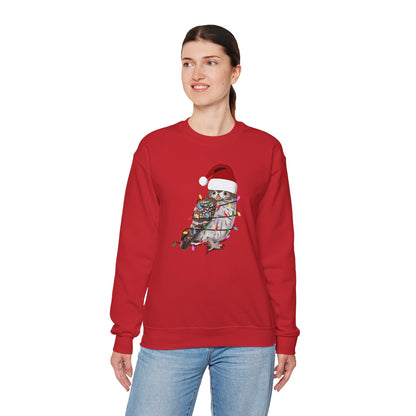 Owl with Fairy Lights Santa Claus Christmas Bird Sweatshirt