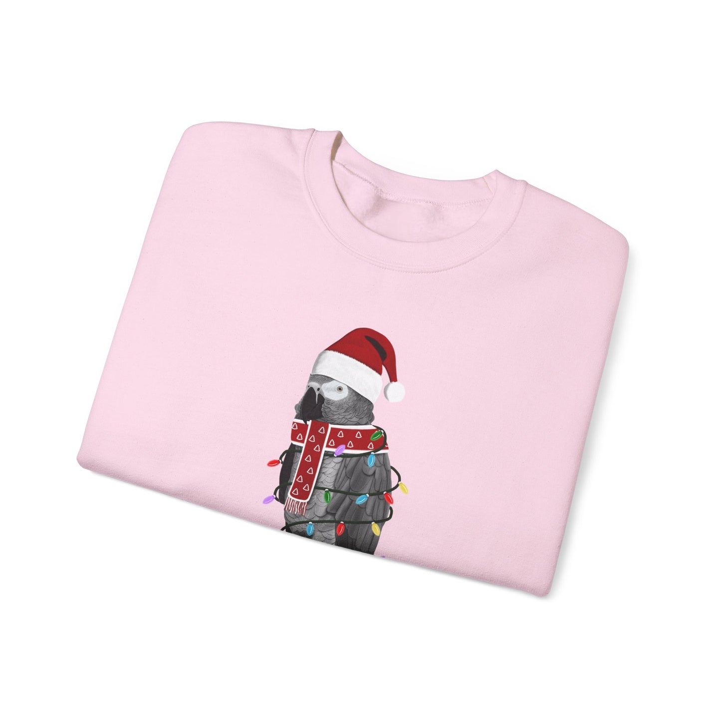 Grey Parrot with Fairy Lights Santa Claus Christmas Bird Sweatshirt