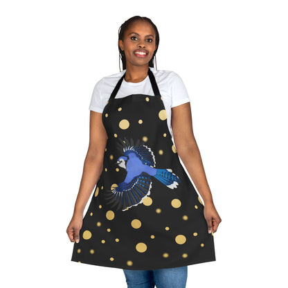 Blue Jay Golden Dots Birdlover Bird Art Apron Black