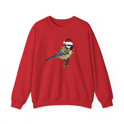 Chickadee with Fairy Lights Santa Claus Christmas Bird Sweatshirt