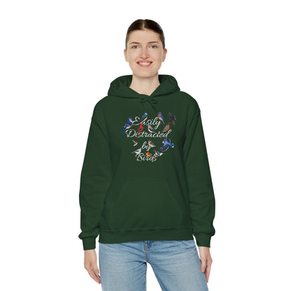 Easily Distracted by Birds Blue Jay Cardinal Hummingbird Hoodie