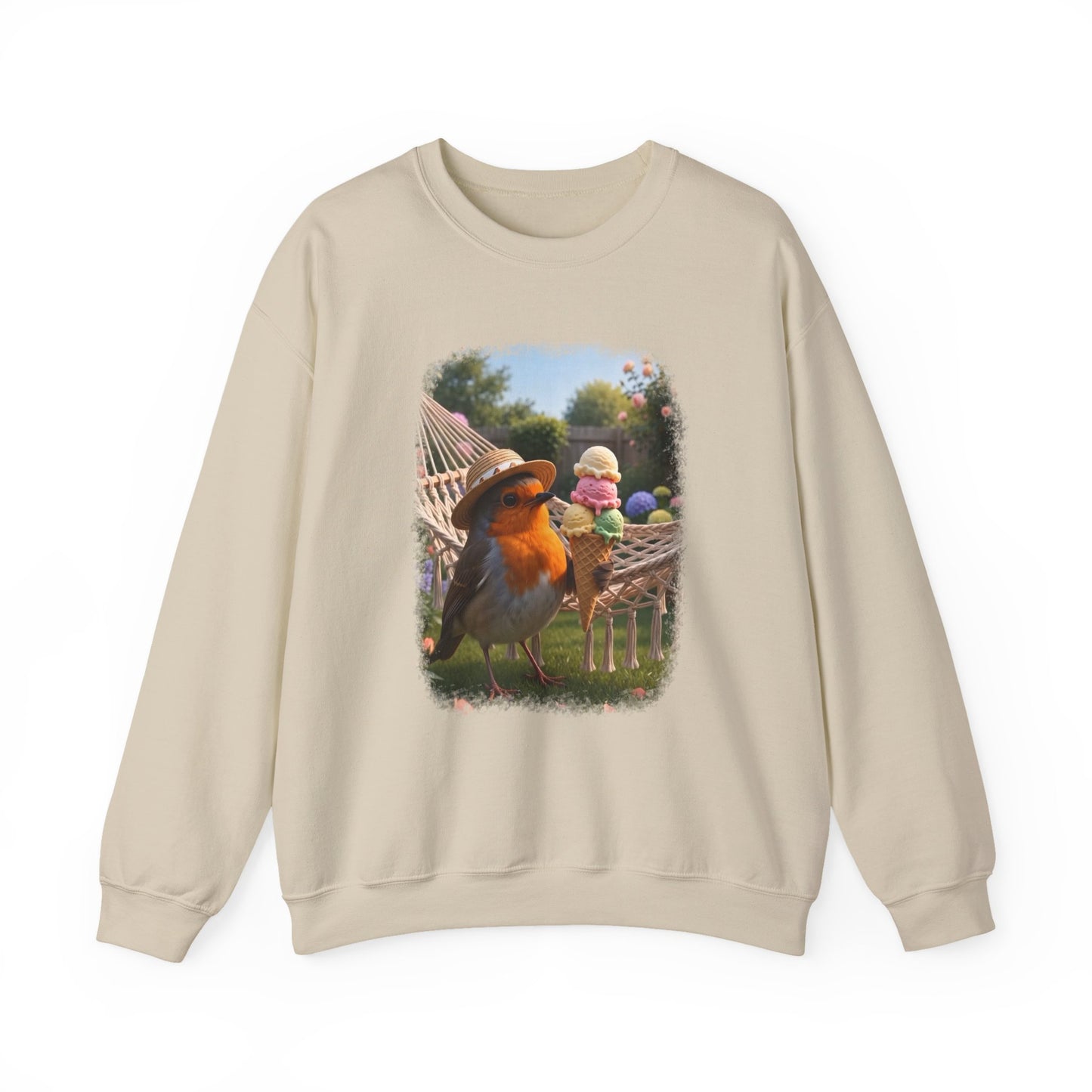 Robin Rosi Ice Cream Garden Premium Sweatshirt for Bird Lovers