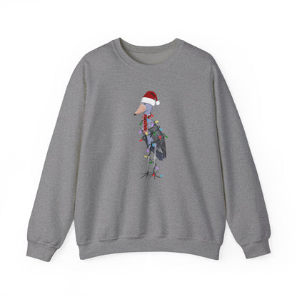 Shoebill with Fairy Lights Santa Claus Christmas Bird Sweatshirt