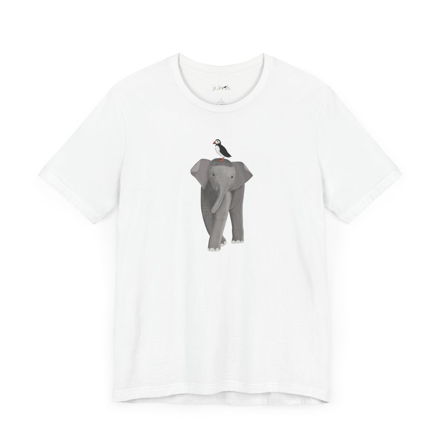 Elephant with Puffin Bird Birding & Birdwatching T-Shirt