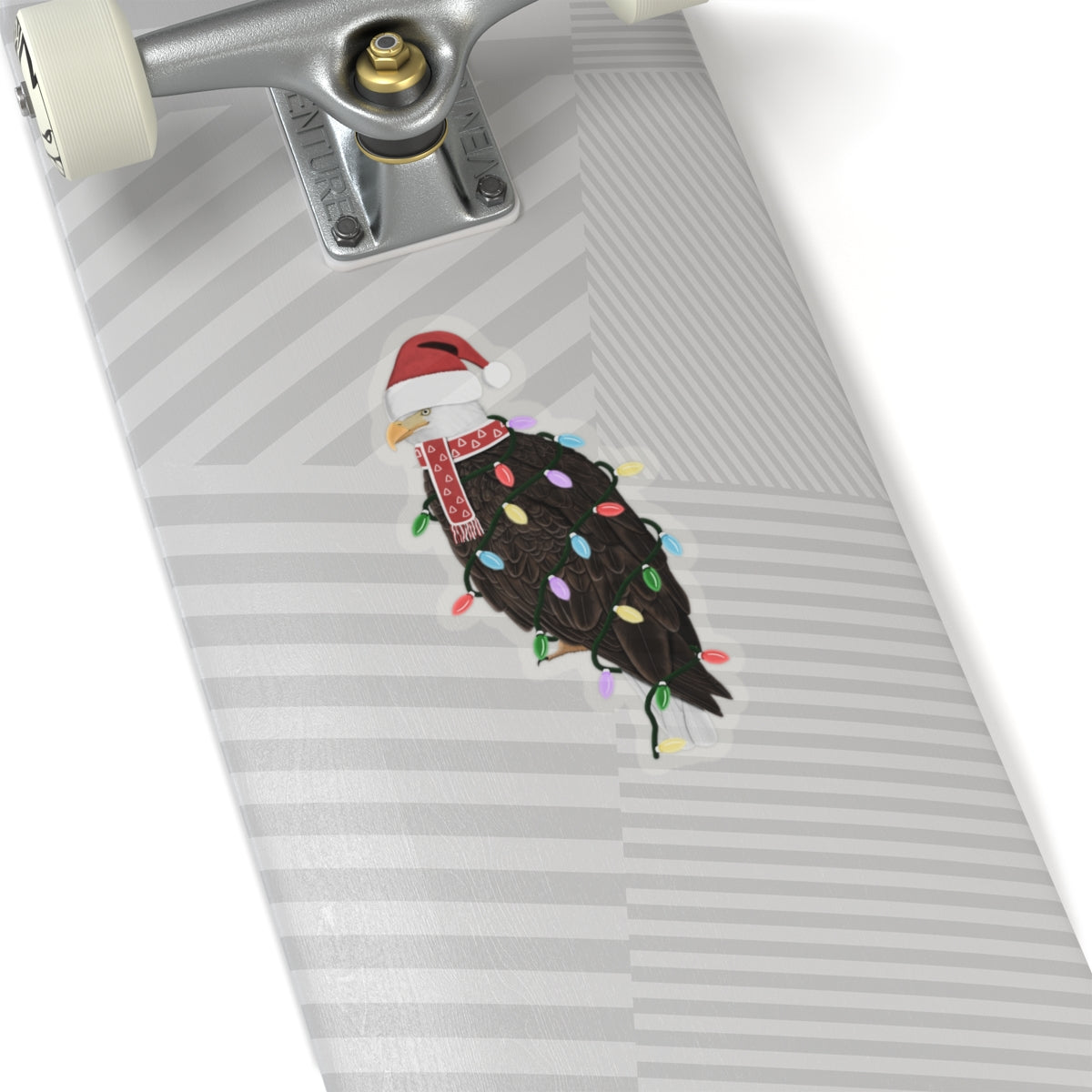 Bald Eagle with Fairy Lights Santa Claus Hat and Scarf Christmas Bird Sticker