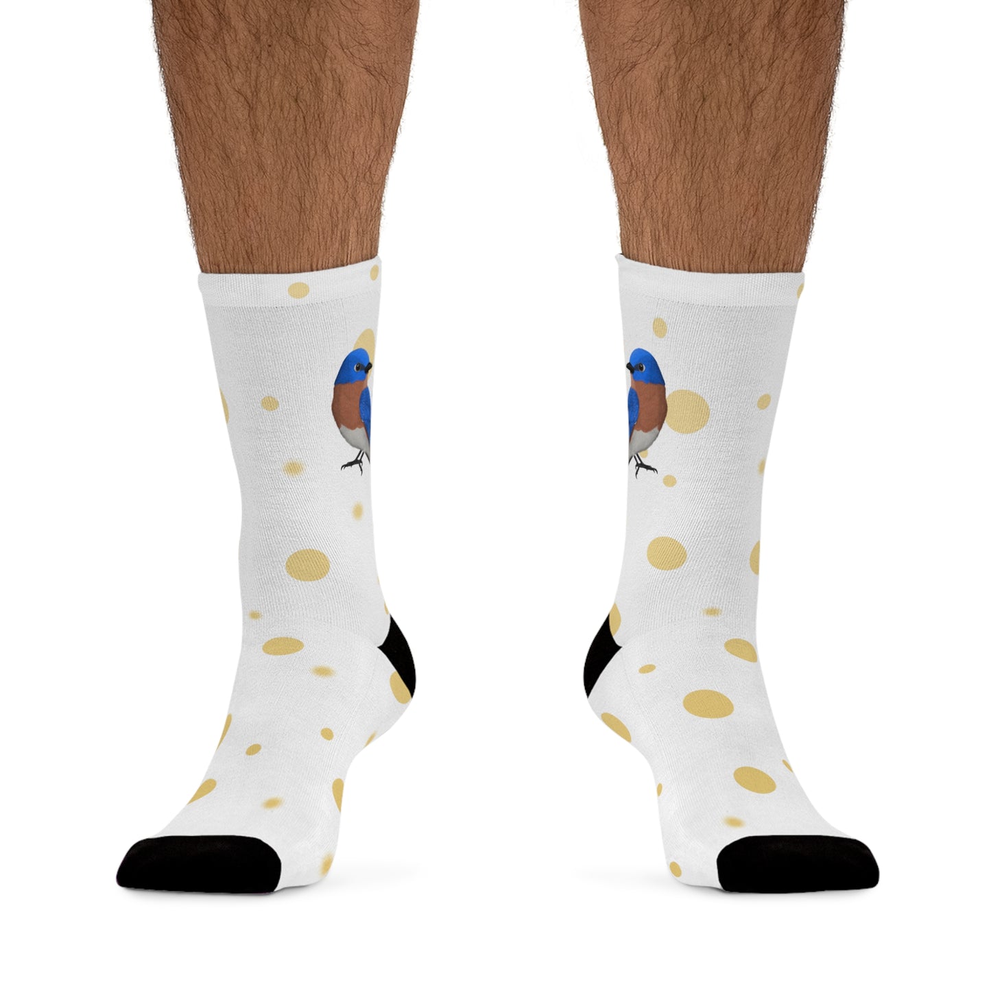 Bluebird with Golden Dots Birding & Birdwatching Bird Socks White