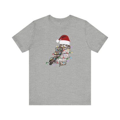 Owl with Fairy Lights Christmas Bird T-Shirt