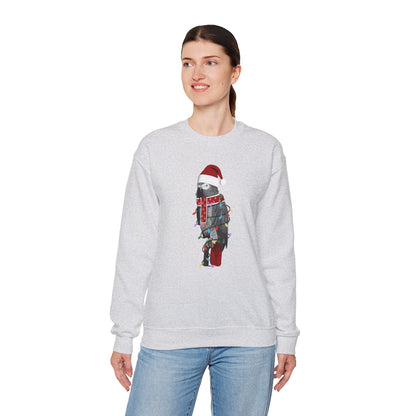 Grey Parrot with Fairy Lights Santa Claus Christmas Bird Sweatshirt