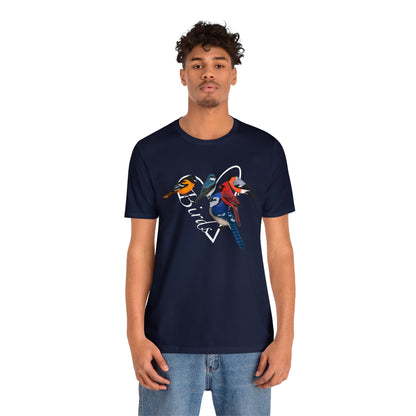 Blue Jay Northern Cardinal Oriole Bullfinch Swallow Heart Bird Unisex Tee - jz.birds