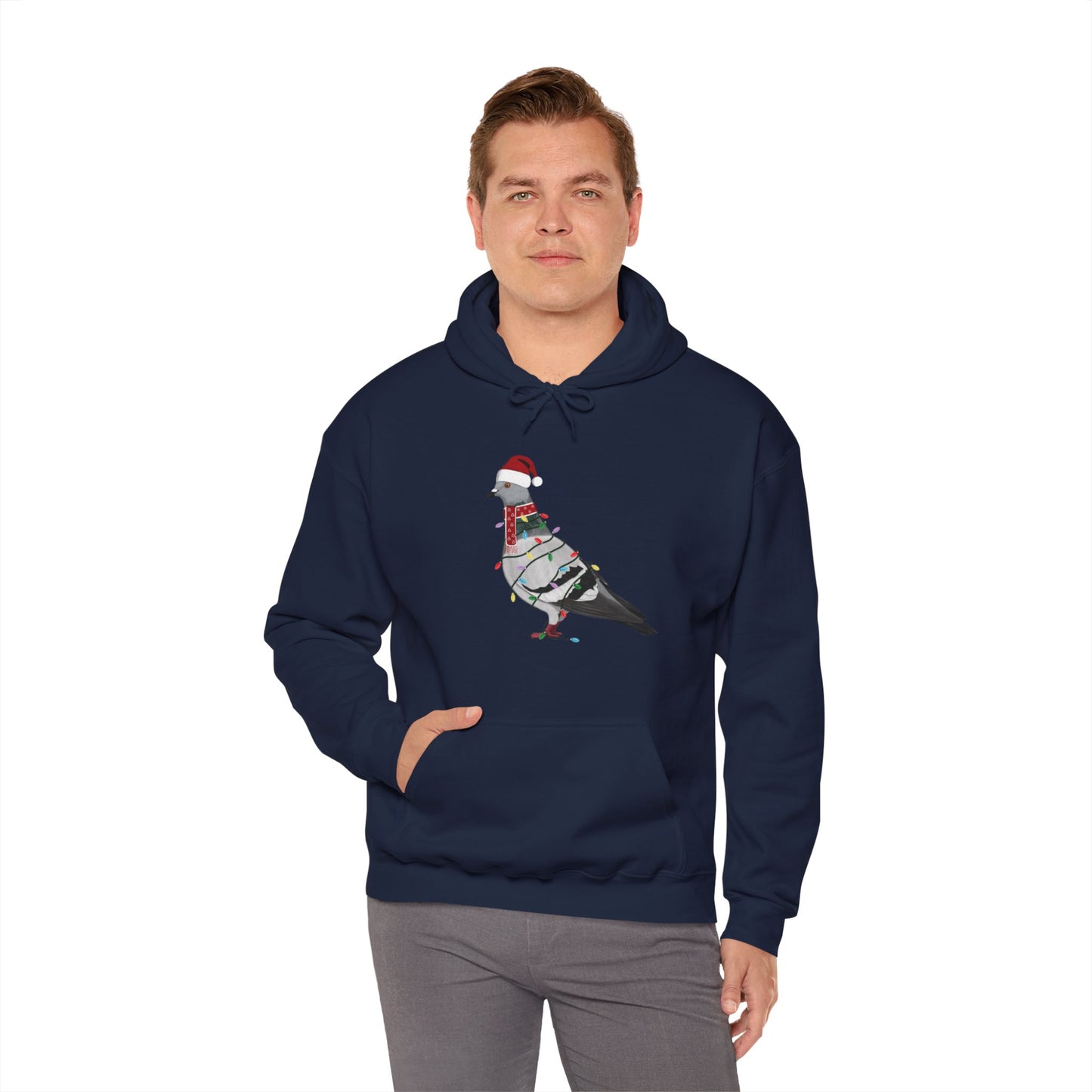 Pigeon with Fairy Lights Christmas Bird Hoodie