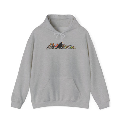 Vögel auf einem Ast Hoodie - Amsel Rotkehlchen Kohlmeise Stieglitz Kapuzenpullover für Vogelbeobachter & Naturliebhaber