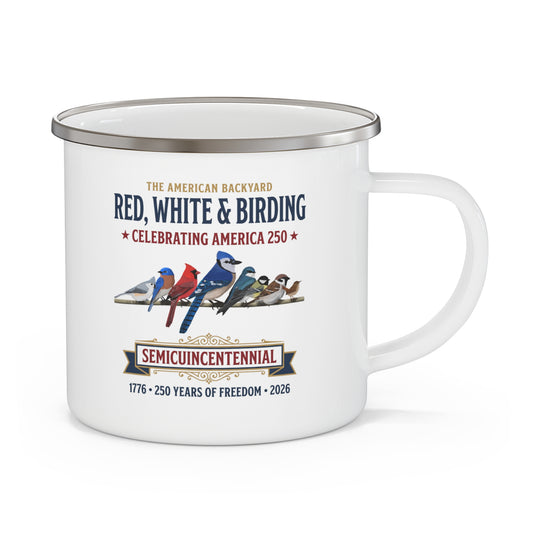 Red, White & Birding Vintage Enamel Camp Mug | America 250