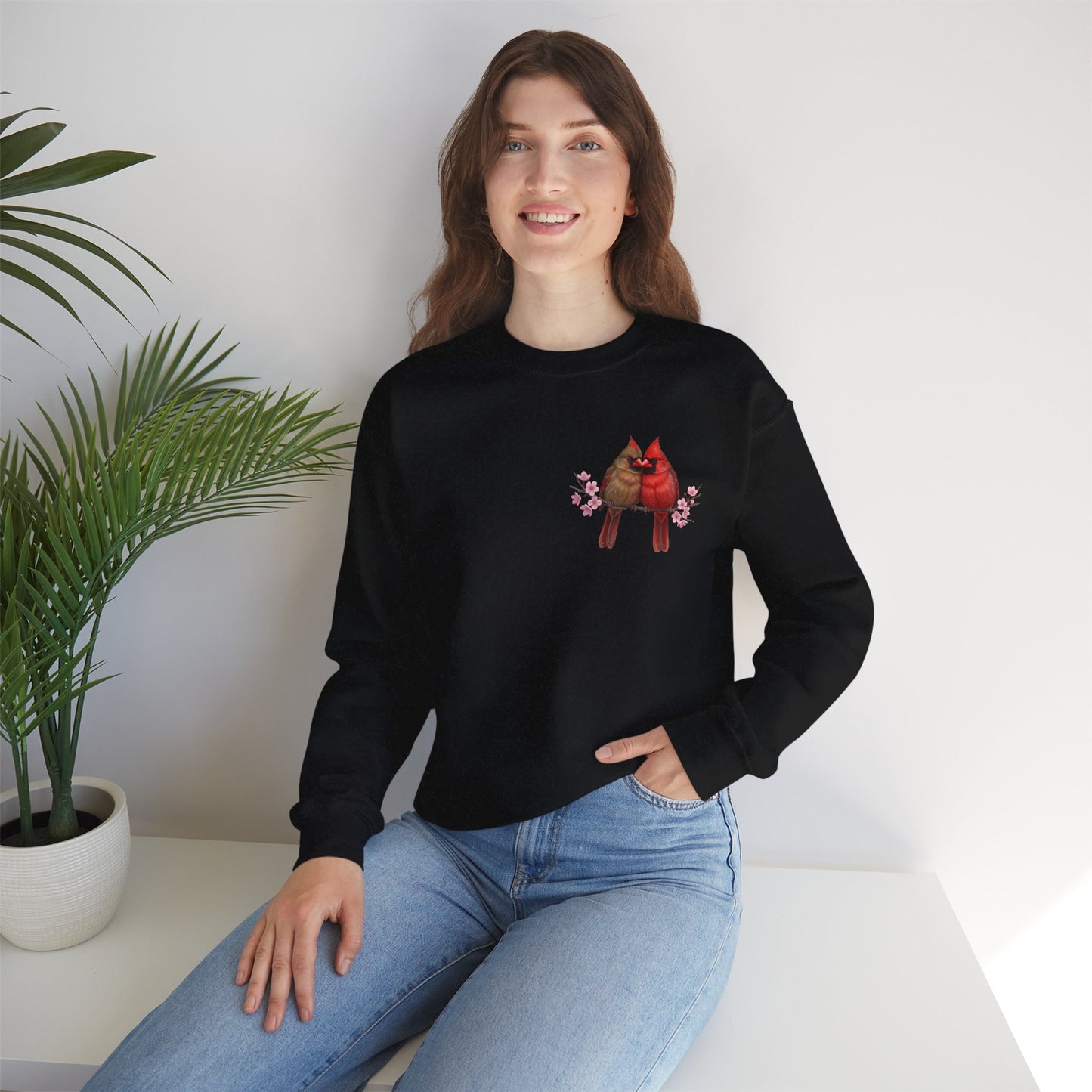Cardinal Cherry Blossom Sweatshirt | Floral Bird Crewneck | Cozy Spring Pullover