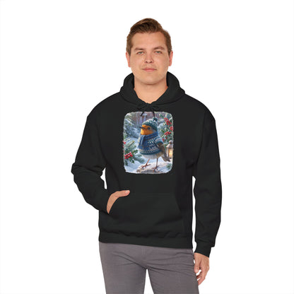 Premium Hoodie Rosi Rotkehlchen im kuscheligen Winter-Outfit