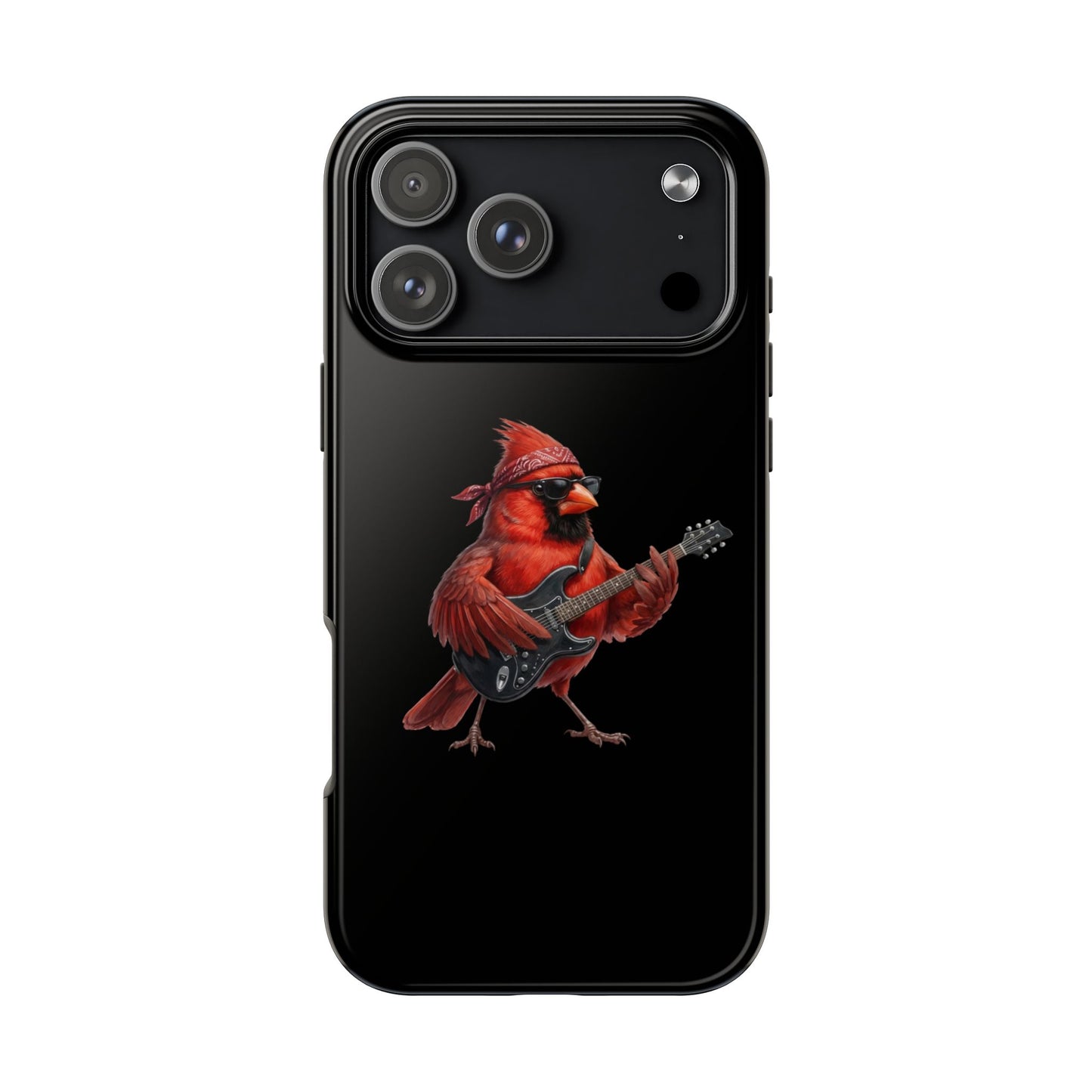 Cardinal with Guitar iPhone Case – Premium Tough Phone Cover Black