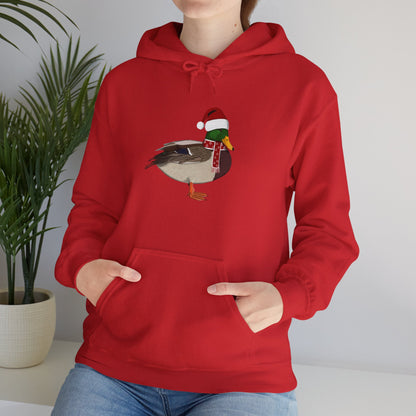 Mallard Christmas Bird with Santa Hat Birdwatcher Birdlover Hoodie