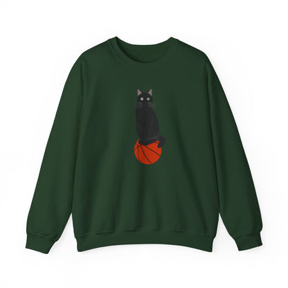 Black Cat with Basketball Cat Lover Sweatshirt