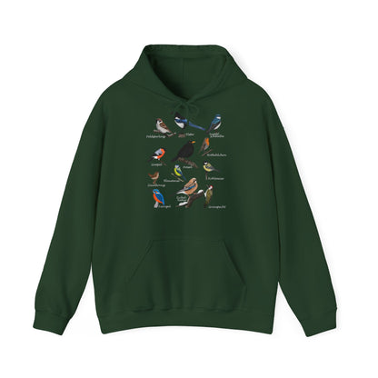 Gartenvögel Vogel Hoodie - Amsel Rotkehlchen Blaumeise Kapuzenpullover für Vogelbeobachter & Naturliebhaber mit Vogelmotiv