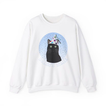 Black Cat Celebrating Party Time Cat Lover Sweatshirt