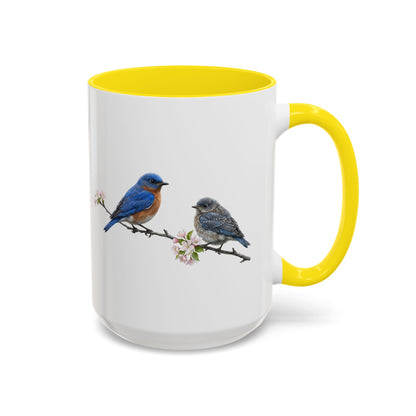 Eastern Bluebird & Fledgling Two-Tone Mug | Spring Bird Lover Gift