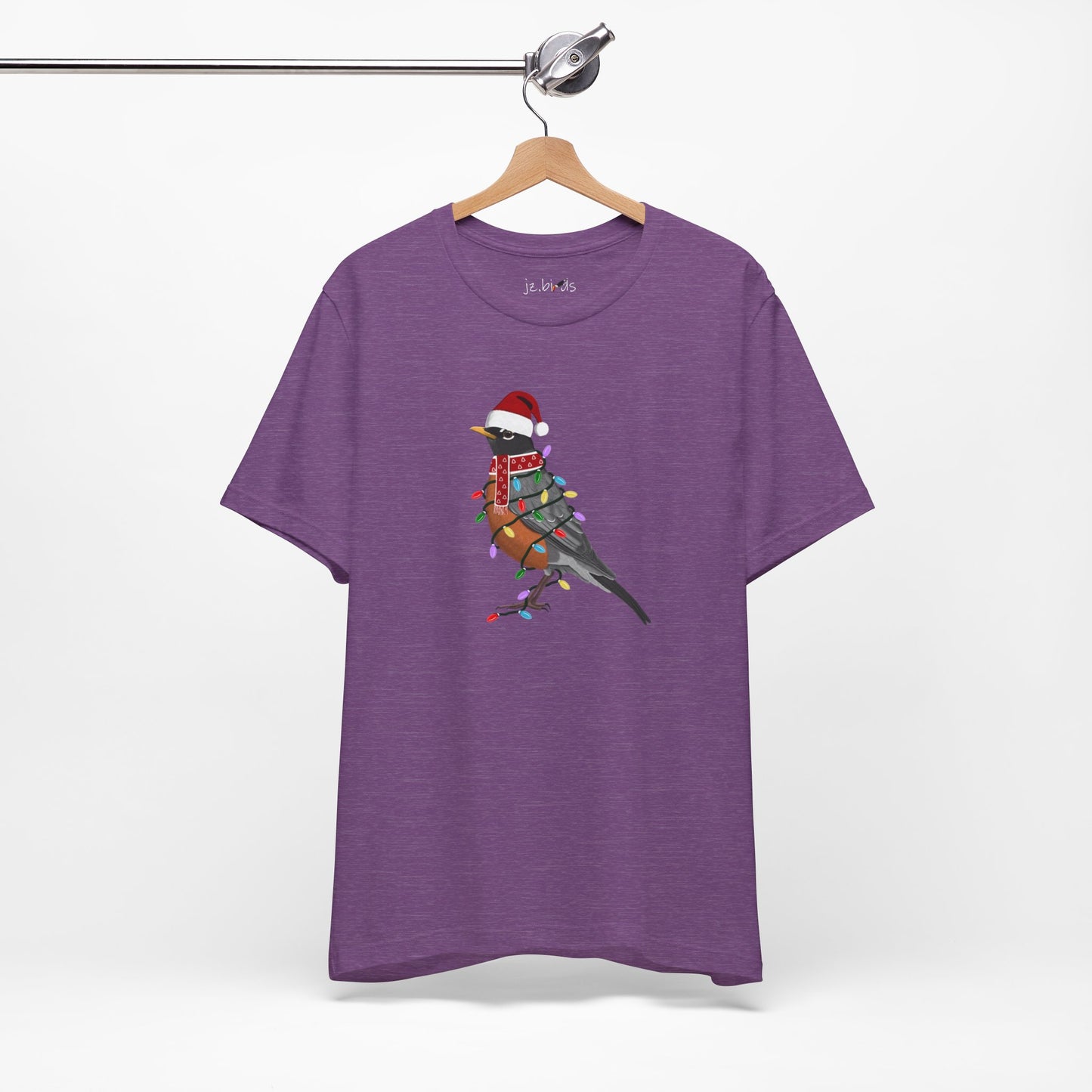 Robin with Fairy Lights Christmas Bird T-Shirt