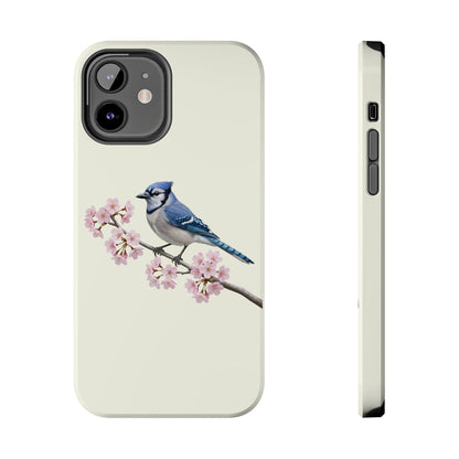 Blue Jay & Cherry Blossom Tough iPhone Case Creamy White – animal lover, Phone