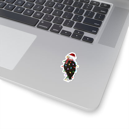 Bald Eagle with Fairy Lights Santa Claus Hat and Scarf Christmas Bird Sticker