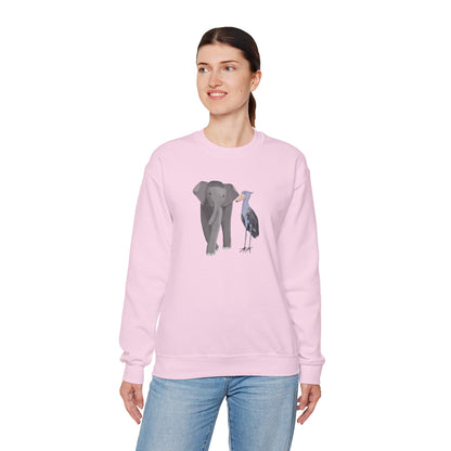 Elephant with Shoebill Bird Birding & Birdwatching Sweatshirt