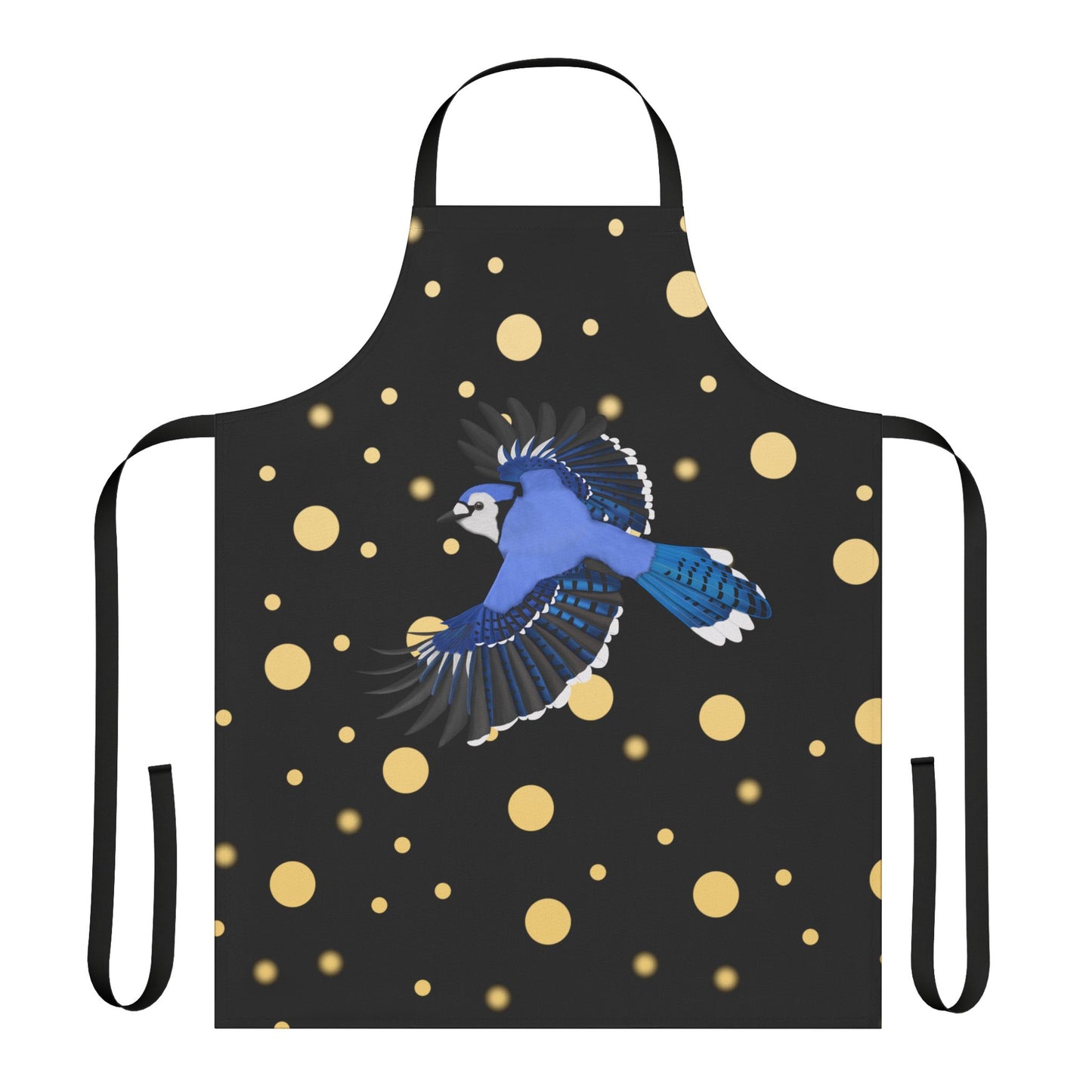 Blue Jay Golden Dots Birdlover Bird Art Apron Black