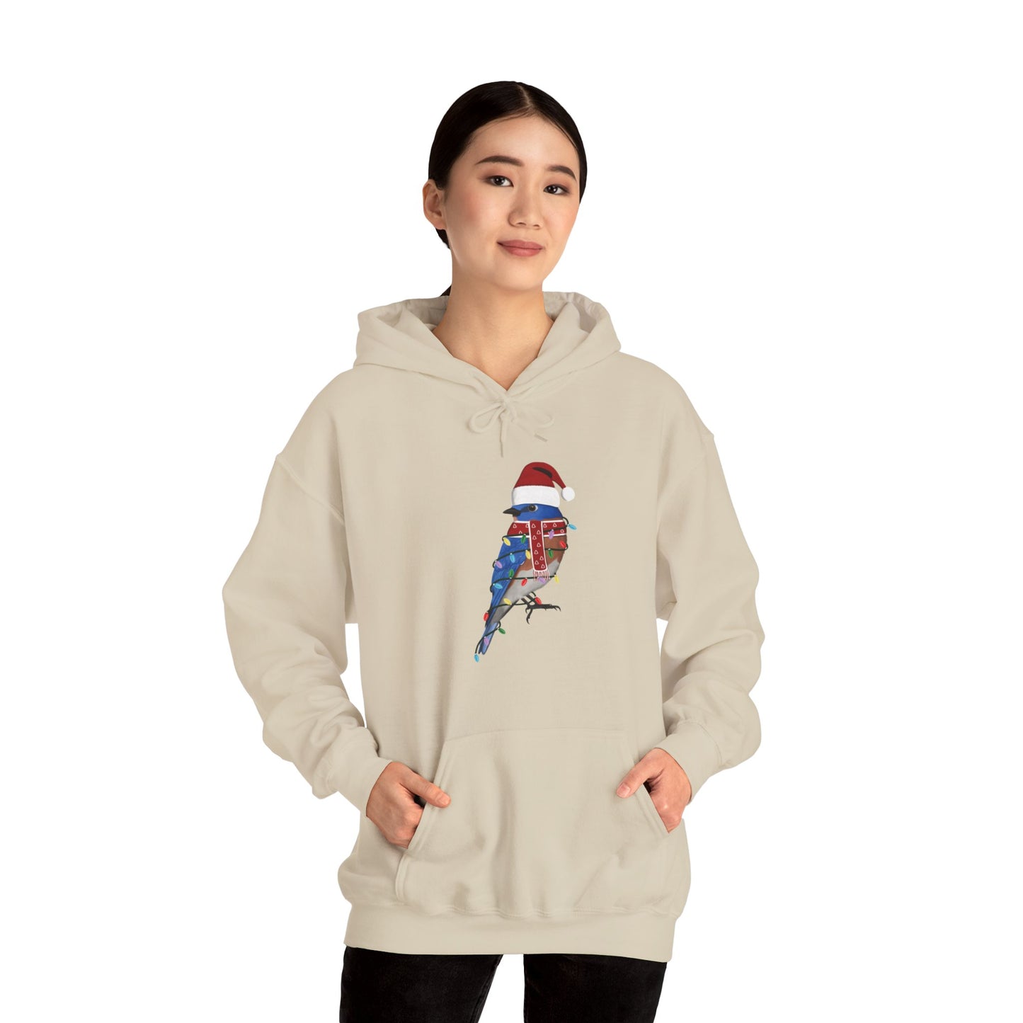 Bluebird with Fairy Lights Christmas Bird Hoodie