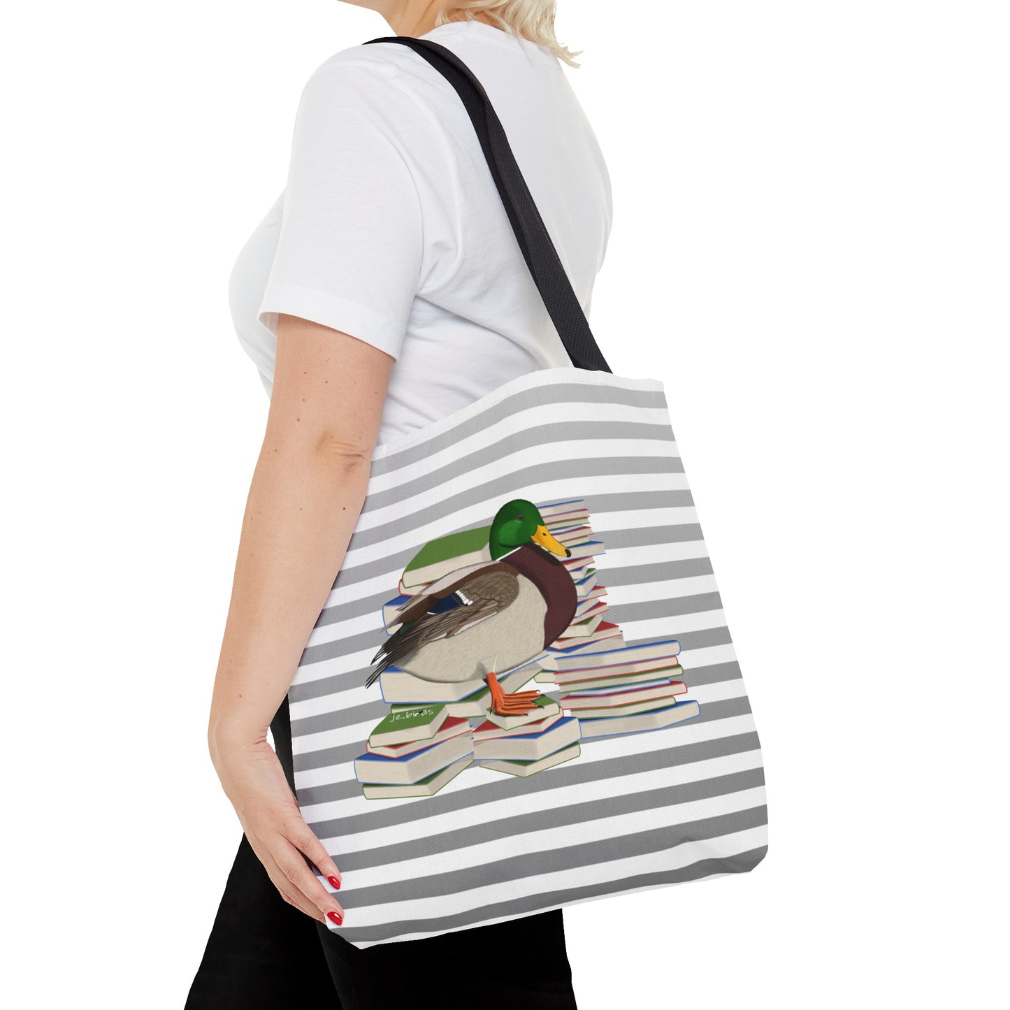 Mallard Bird and Books Birdlover Bookworm Tote Bag 16"x16"