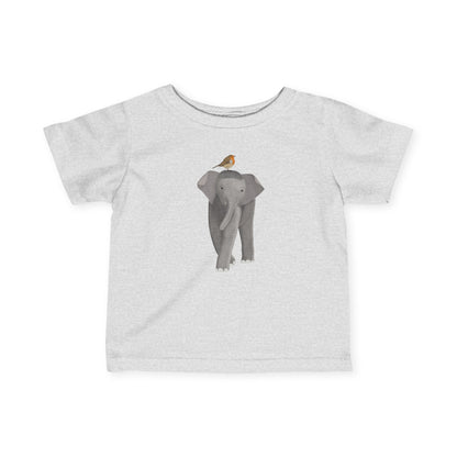 Elephant with European Robin Bird Baby & Toddler T-Shirt