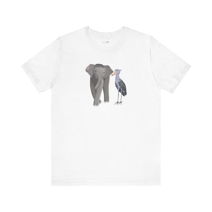 Elephant with Shoebill Bird Birding & Birdwatching T-Shirt