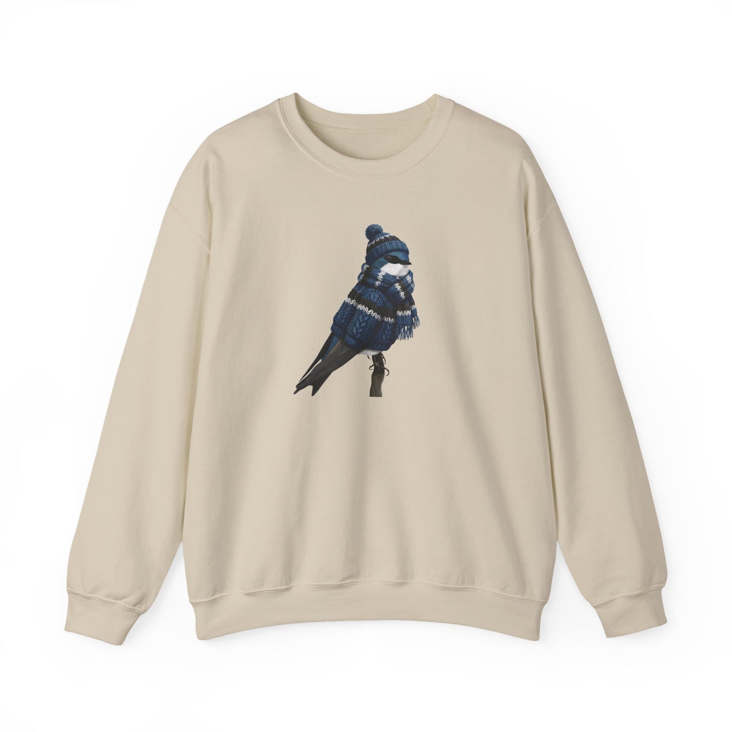 Tree Swallow Winter Sweatshirt | Bird Watcher Crewneck | Unisex Songbirds Wearing Knit Gift for Bird Lovers