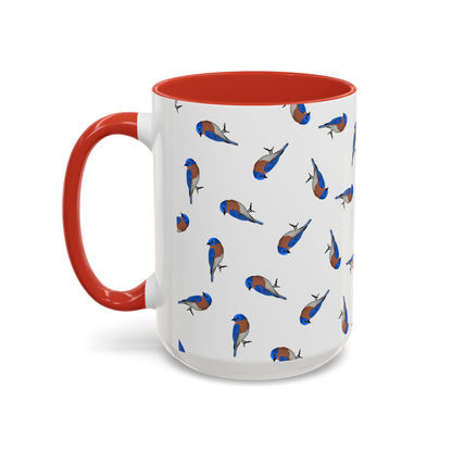 Bluebird All-Over Pattern Accent Mug | Colorful Bird Lover Gift for Birdwatchers
