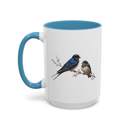 Barn Swallow & Fledgling Two-Tone Mug | Spring Bird Lover Gift