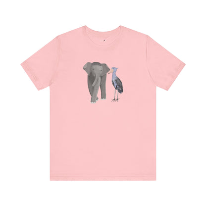 Elephant with Shoebill Bird Birding & Birdwatching T-Shirt