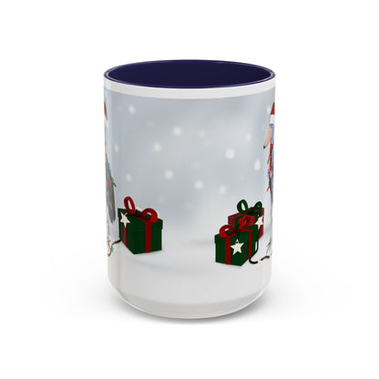 Shoebill with Christmas Hat and Scarf Snow Bird Coffee Mug