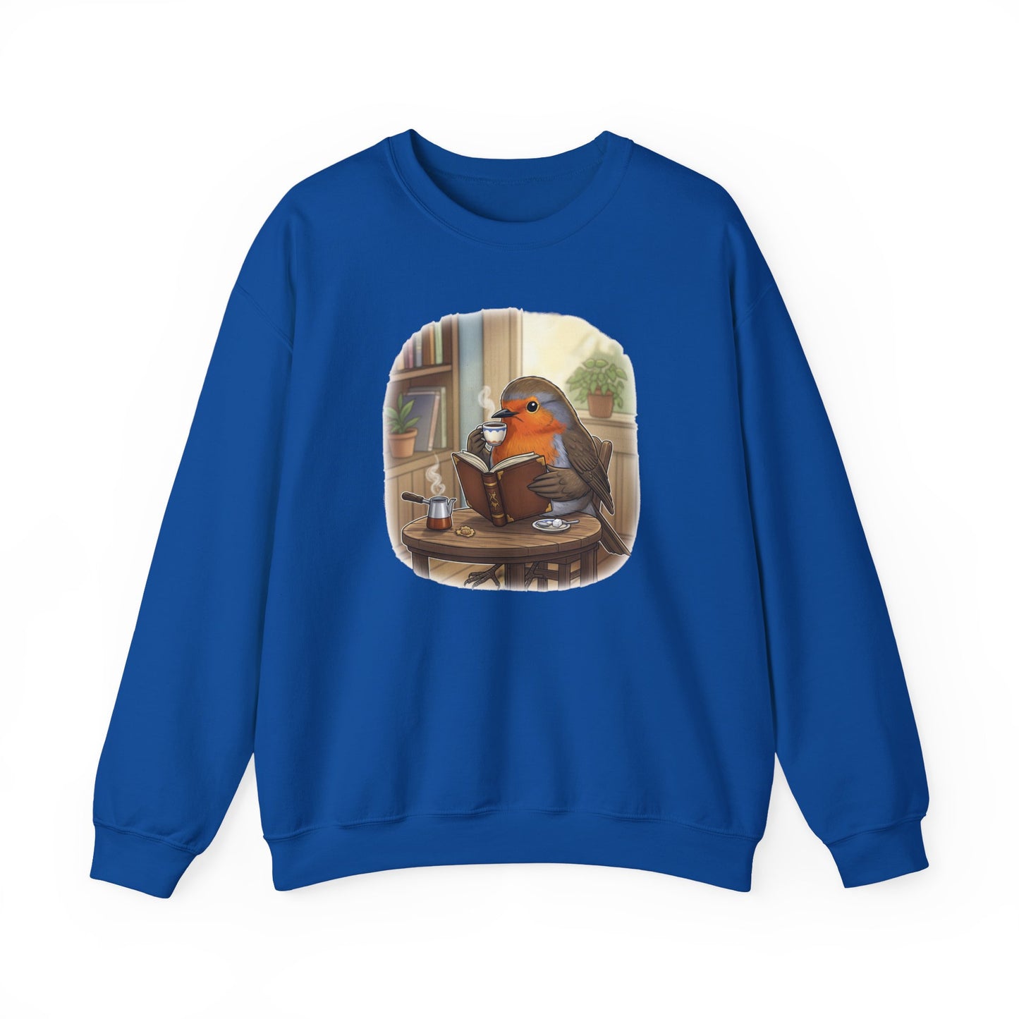 Robin Reads Books and Drinks Coffee Bird Sweatshirt Funny Book & Bird Lovers