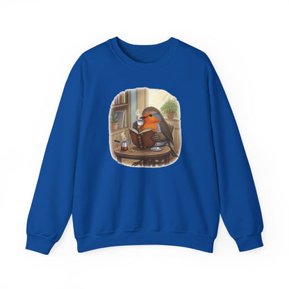 Robin Reads Books and Drinks Coffee Bird Sweatshirt Funny Book & Bird Lovers